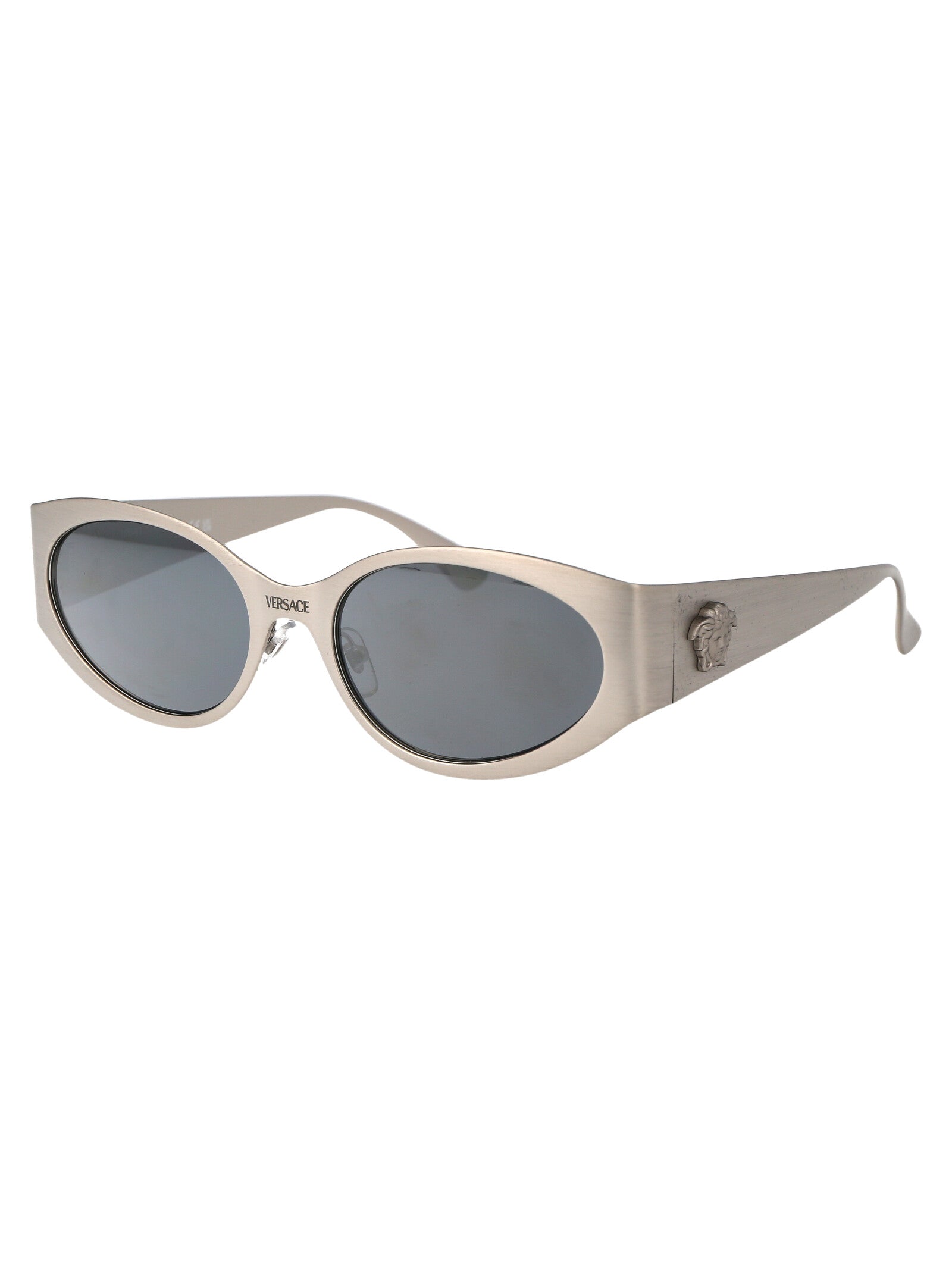 VERSACE Matte Silver Metal Sunglasses for Women