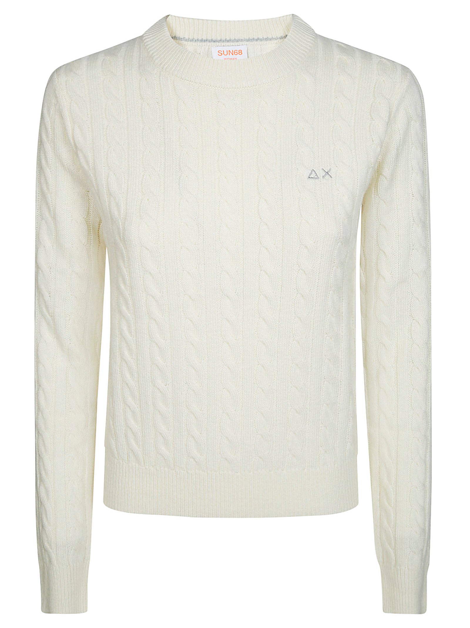 SUN 68 Men's Round Neck Cable Knit Sweater