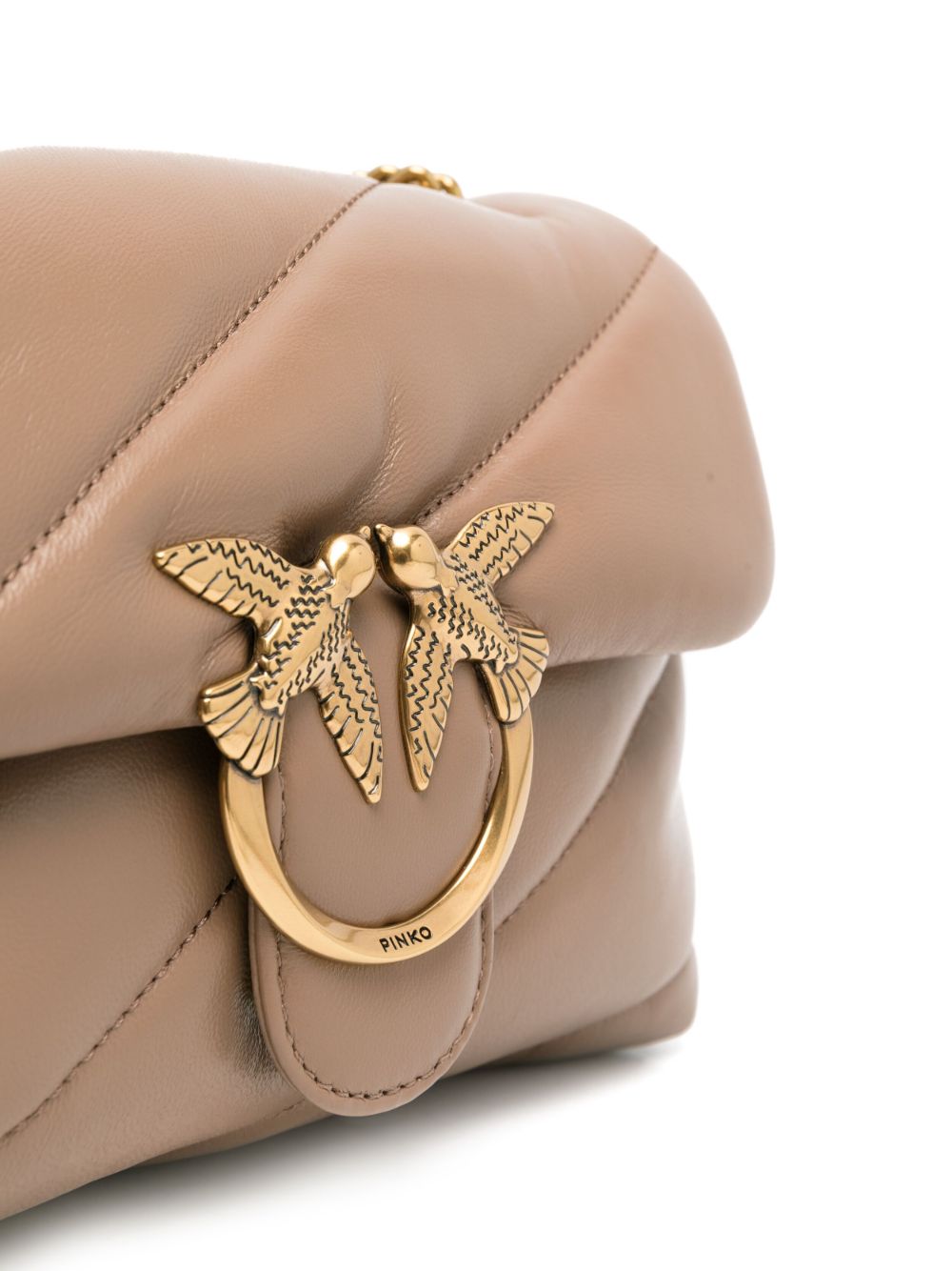 PINKO Mini Leather Handbag with Signature Embroidered Logo