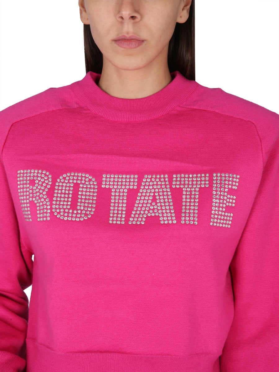 ROTATE BIRGERCHRISTENSEN Logo Sweatshirt with Crossneck Design for Women