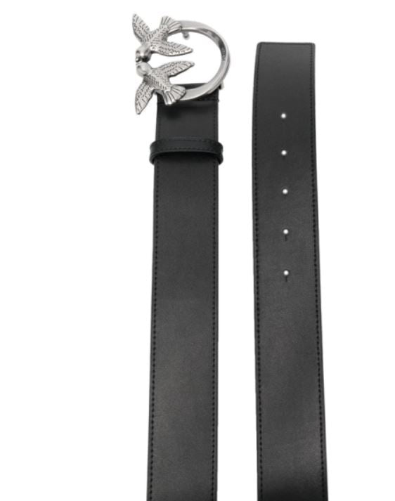 PINKO Genuine Leather Stylish Belt with Logo Buckle - Adjustable Fit
