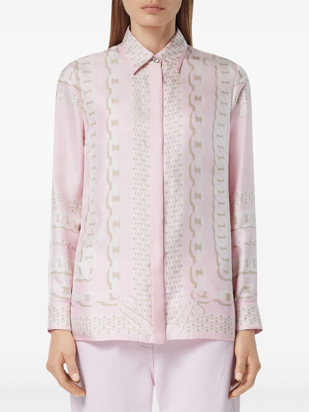 VERSACE Silk Treasure Shirt with Classic Collar for Women