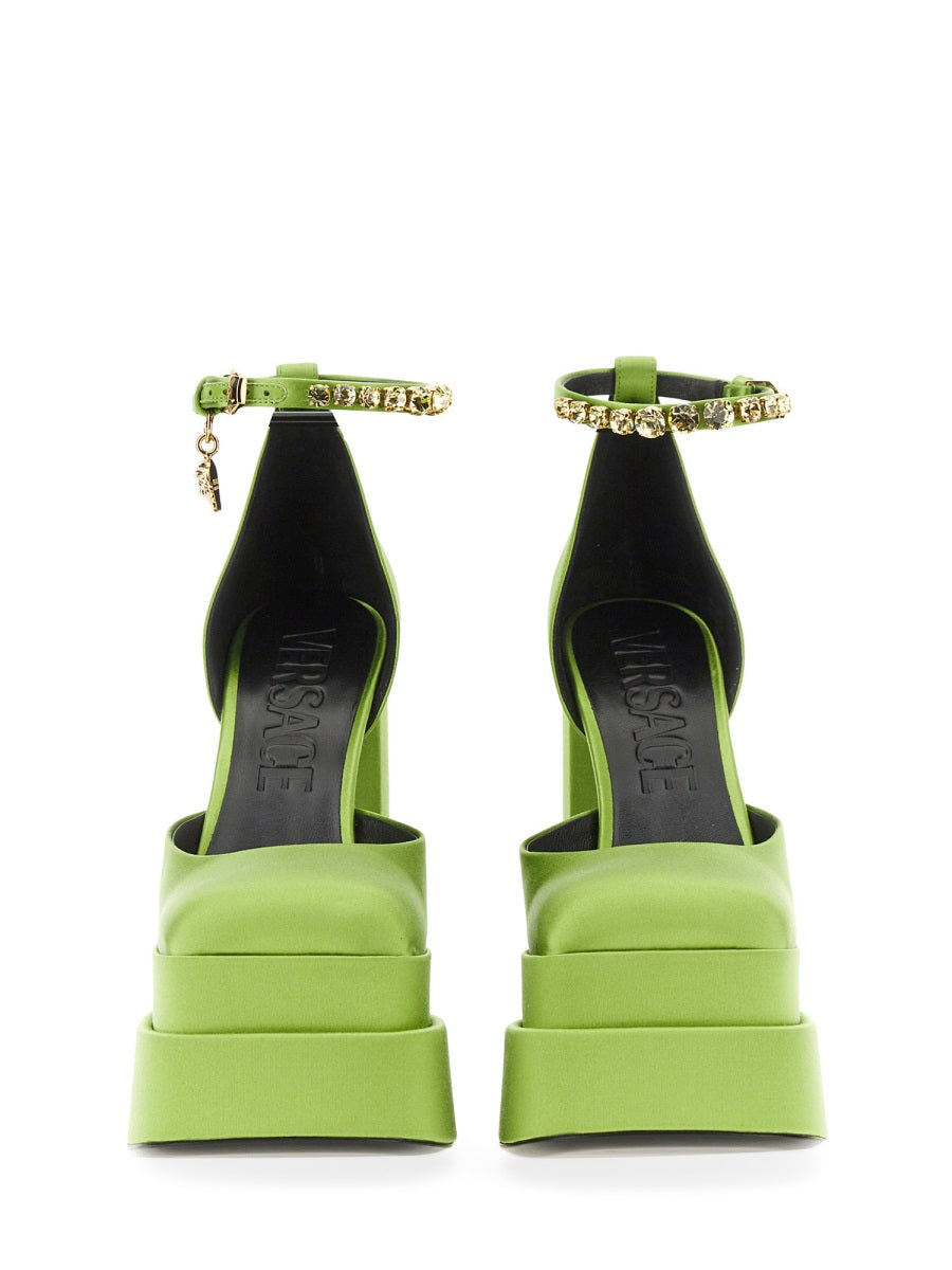 VERSACE Elevated Platform Pumps with Adjustable Straps - 15.5 cm Heel