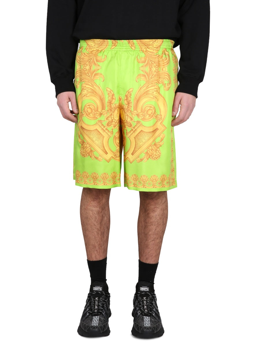 VERSACE Baroque Print Elastic Waist Shorts