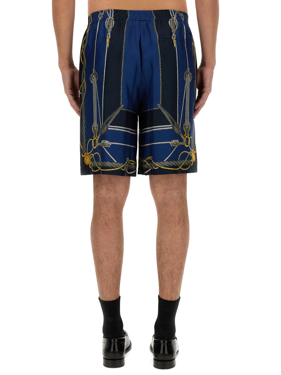 VERSACE Silk Logo Shorts - Regular Fit (Size 50)
