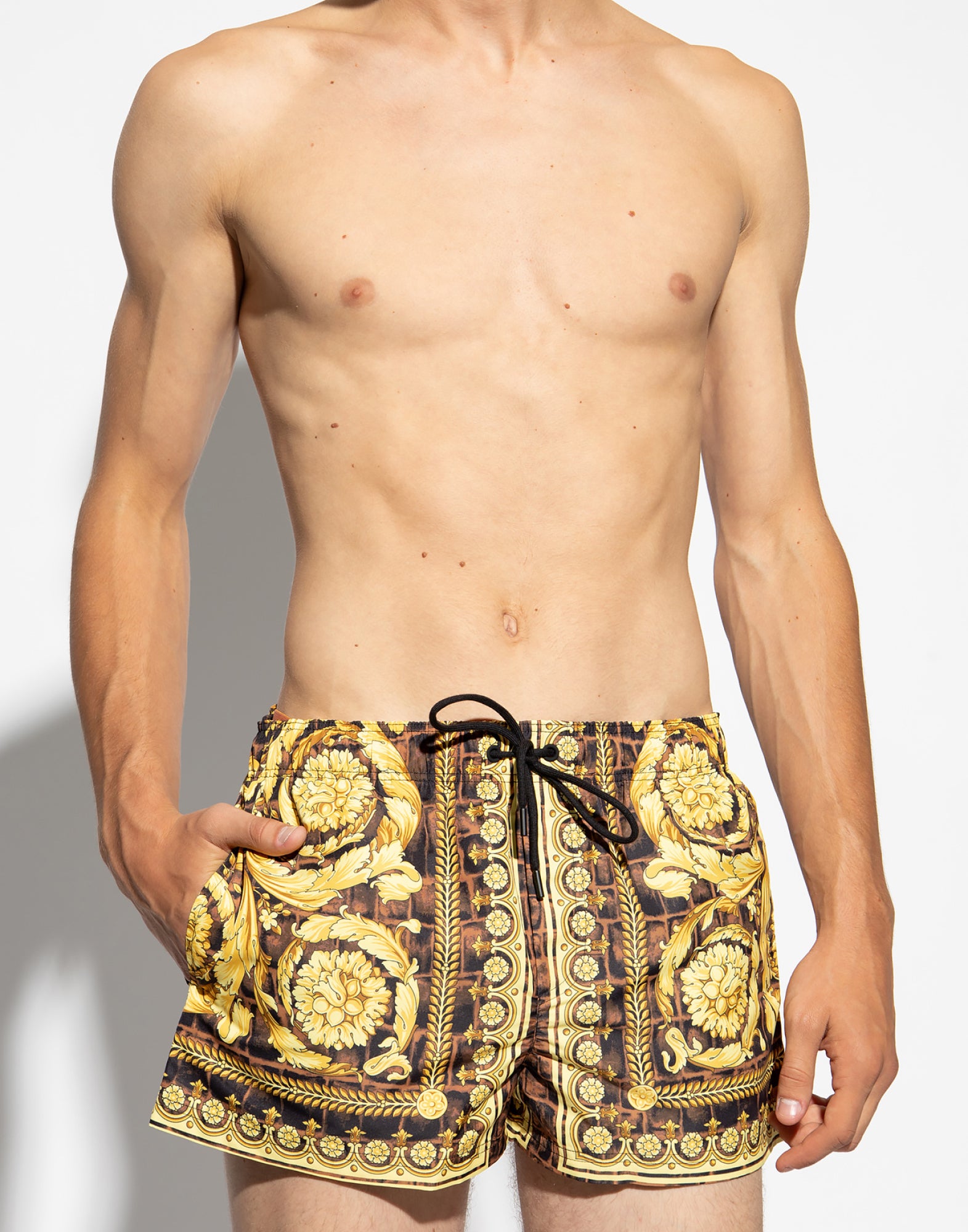 VERSACE Baroque Print Logo Swim Shorts for Men