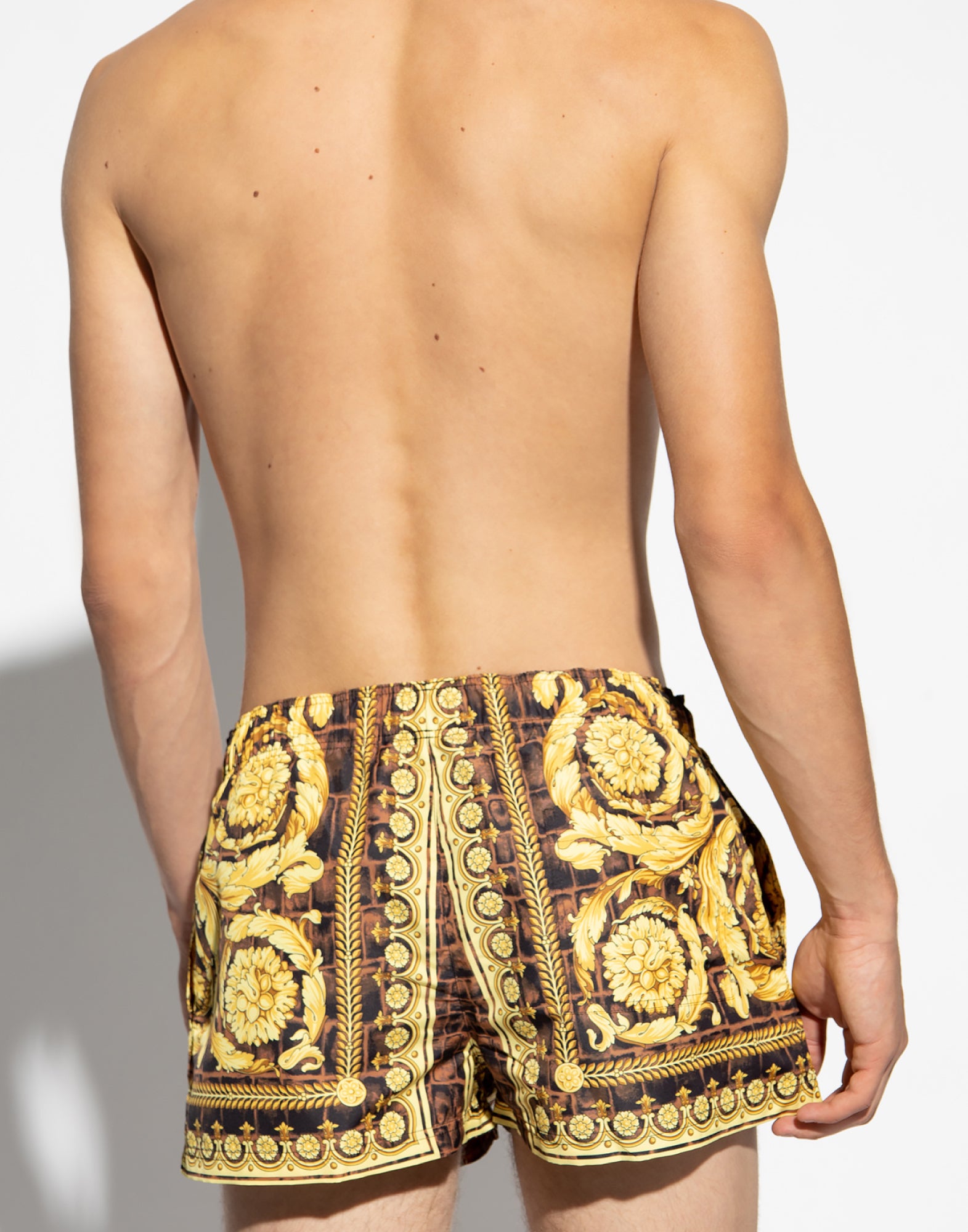 VERSACE Baroque Print Logo Swim Shorts for Men