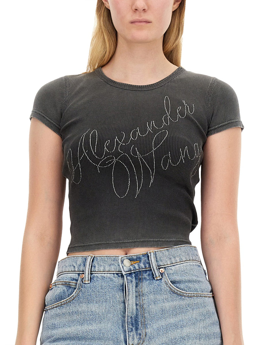 ALEXANDER WANG Rhinestone Logo T-Shirt - Slim Fit