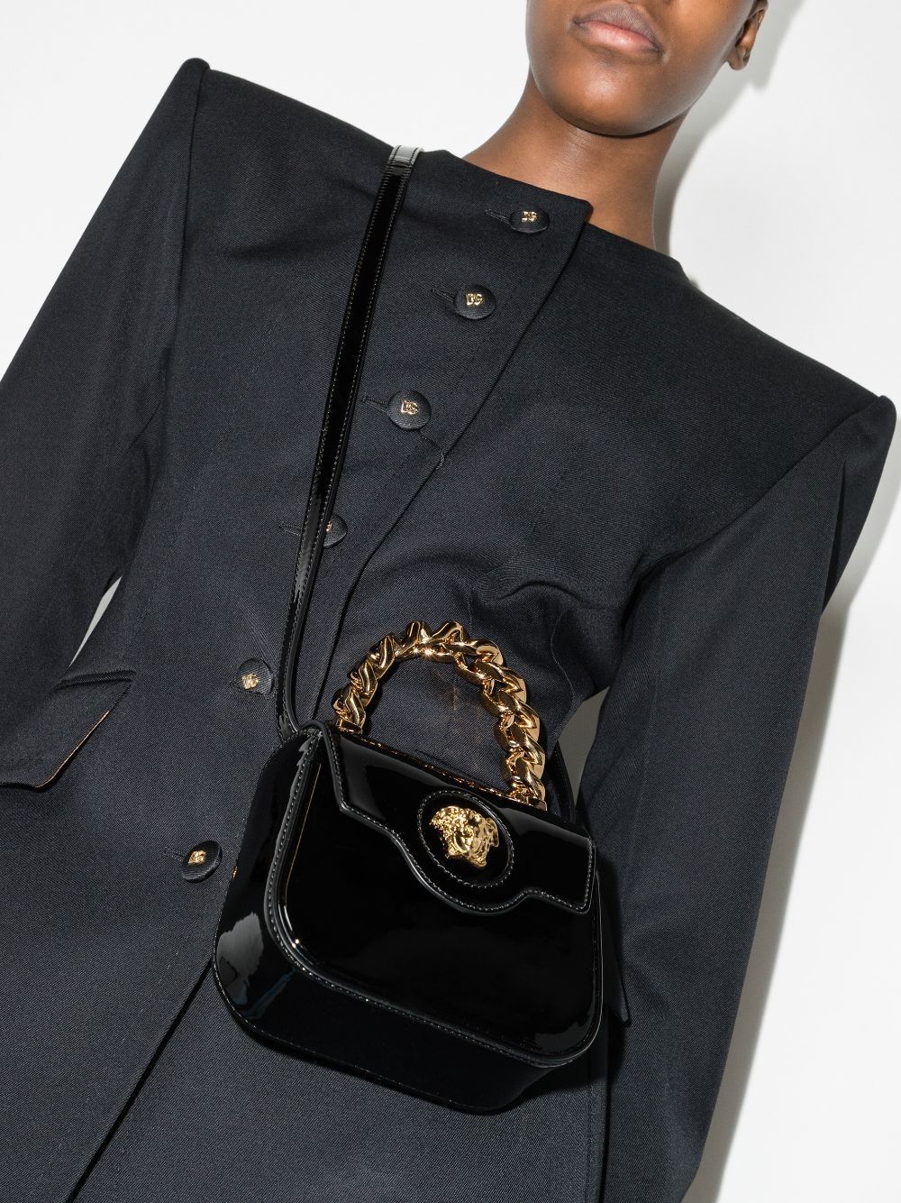 VERSACE Mini Tracolla Vernice Crossbody Bag