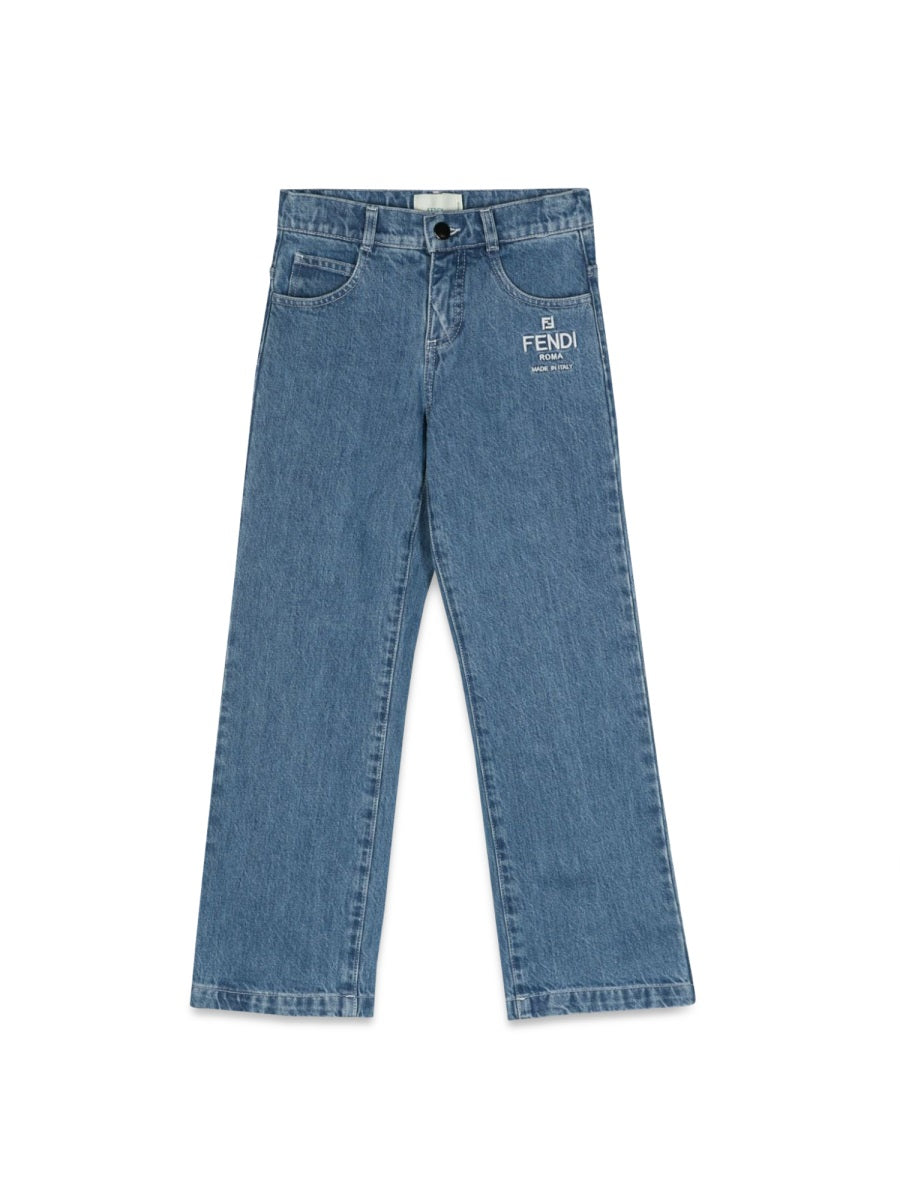 FENDI Washed Denim Mini Pants for Girls