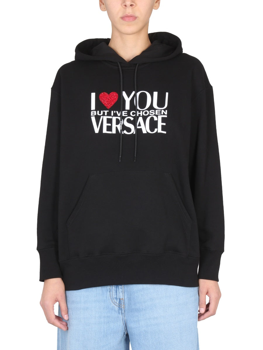 VERSACE I Love You Logo Hooded Sweatshirt