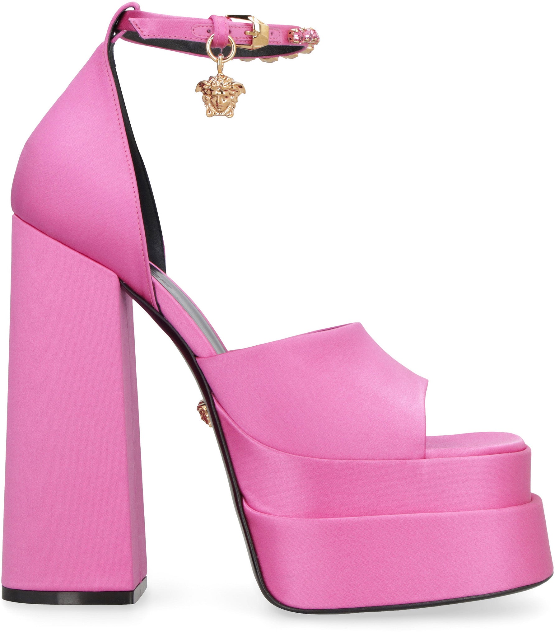 VERSACE Satin Medusa Aevitas Mini Sandals