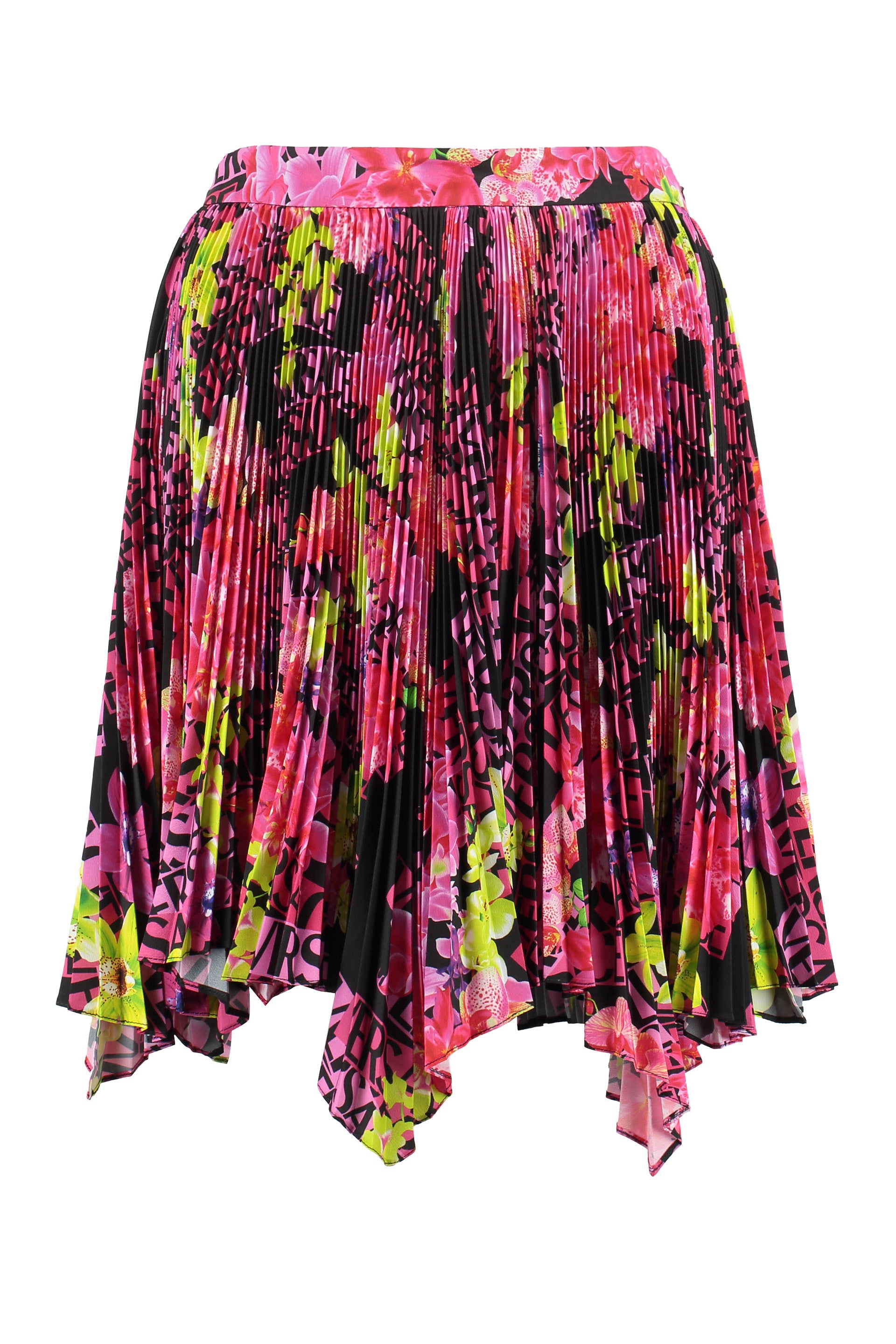 VERSACE Asymmetric Hem Pleated Skirt