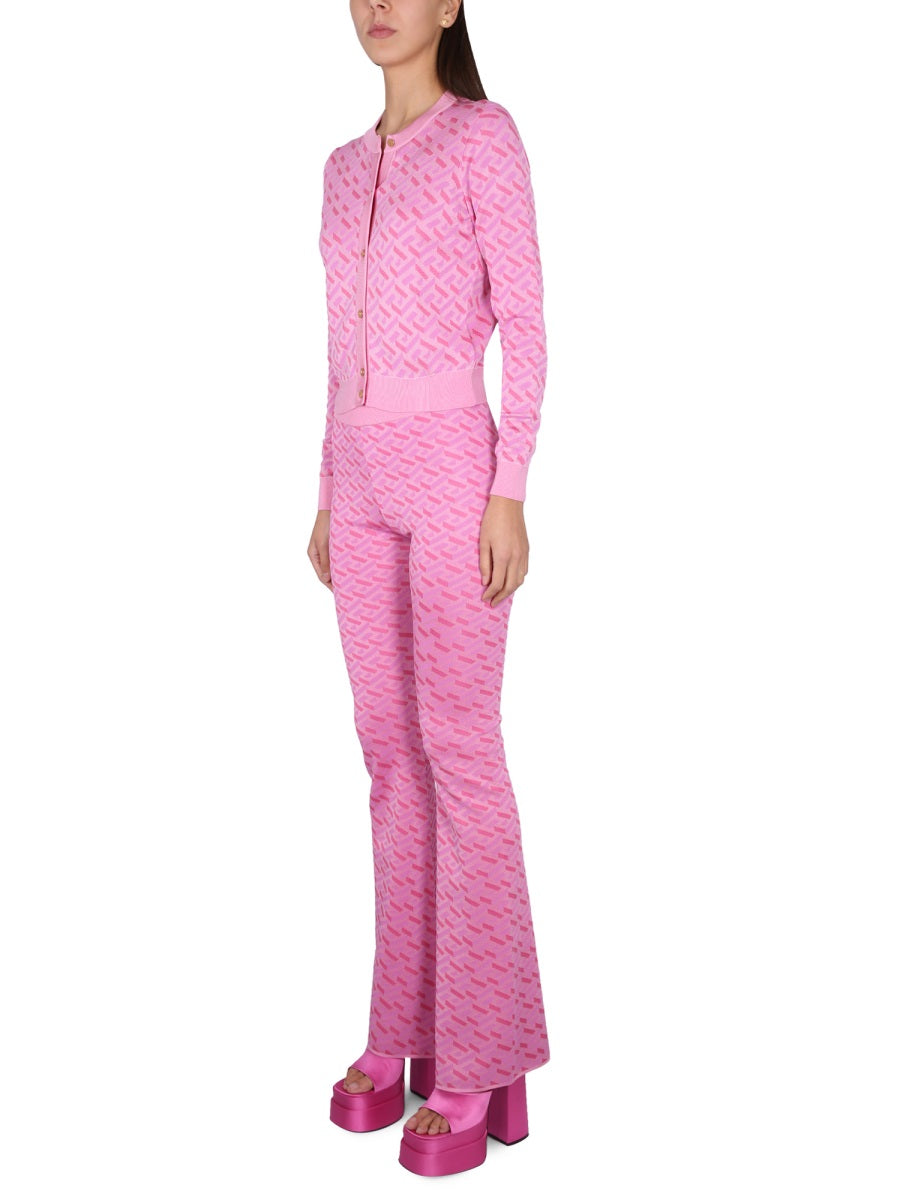 VERSACE Jacquard Cardigan with Front Button Closure for Women