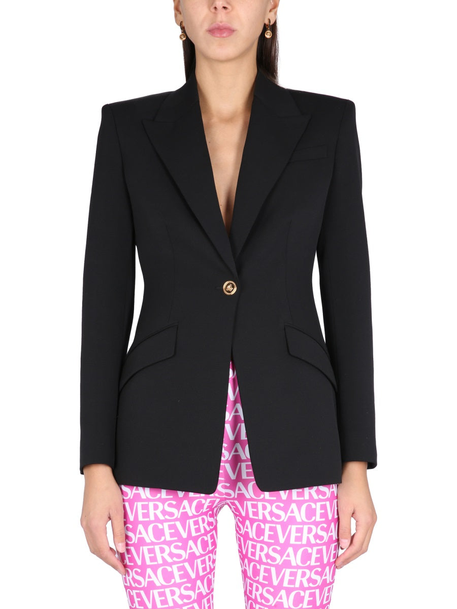 VERSACE Women’s Single-Breasted Jacket with Peaked Lapels