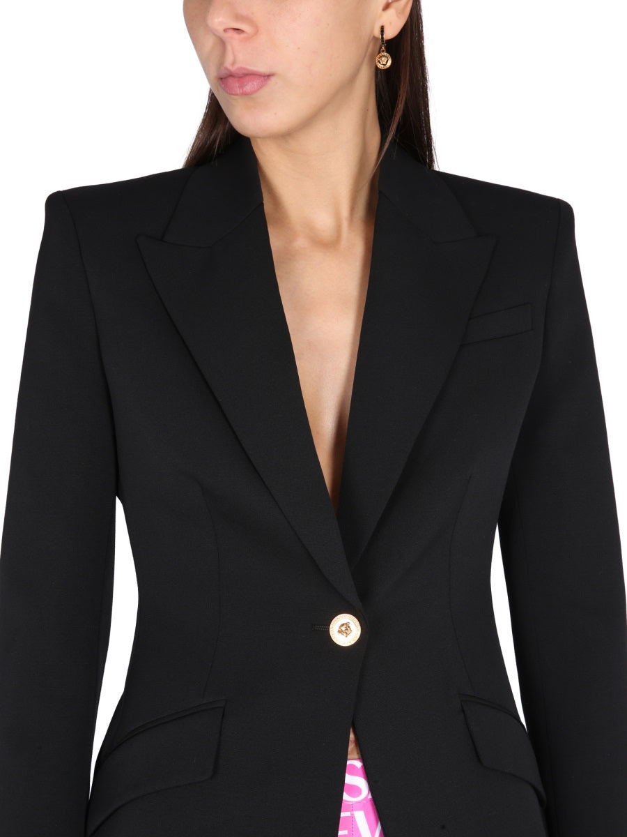 VERSACE Women’s Single-Breasted Jacket with Peaked Lapels