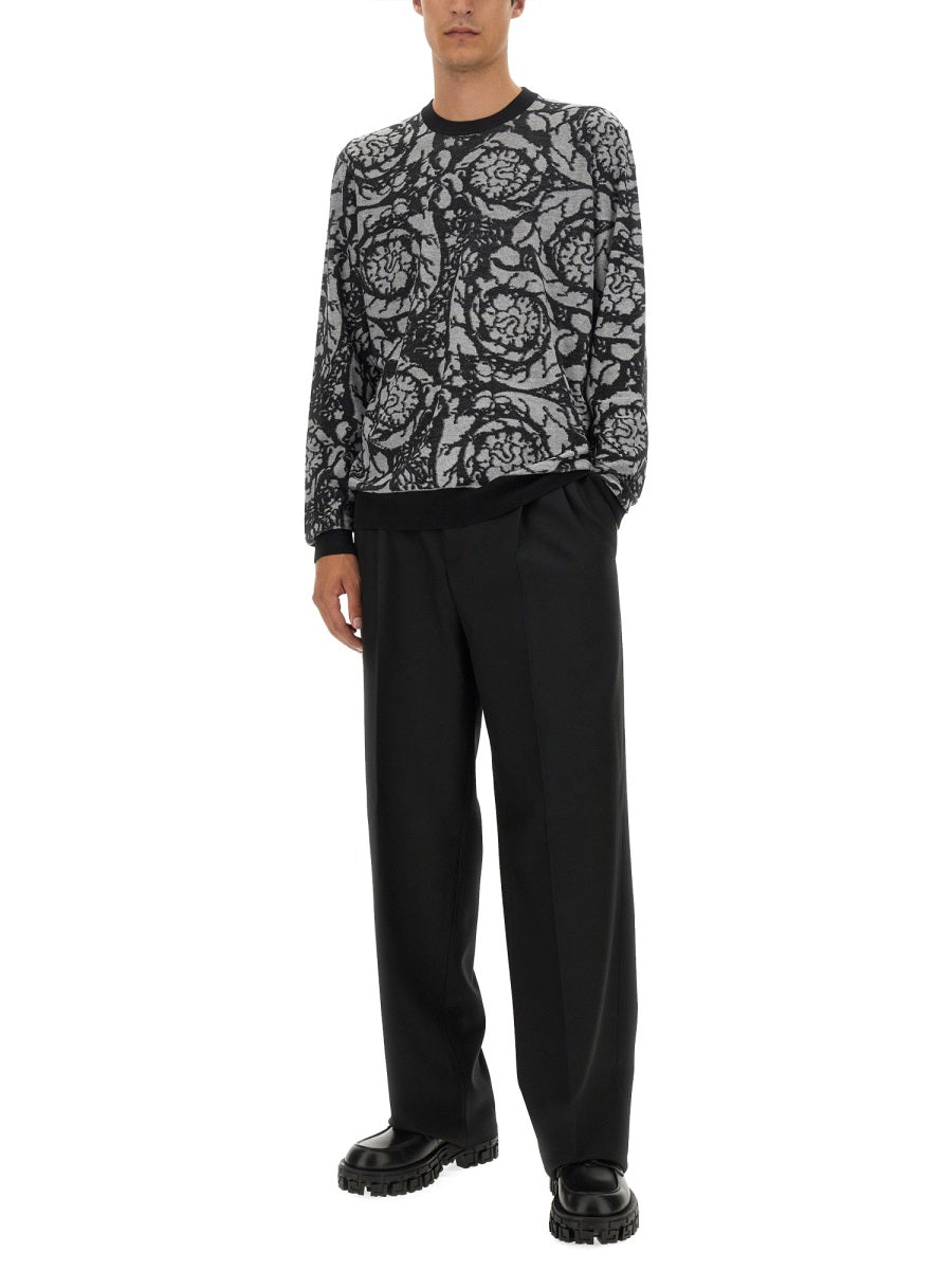 VERSACE Baroque Mesh Jersey Knit Sweater - Size 50