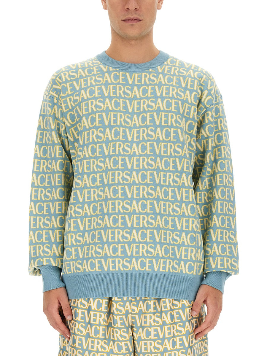 VERSACE Oversized Logo T-Shirt - Size 50 IT