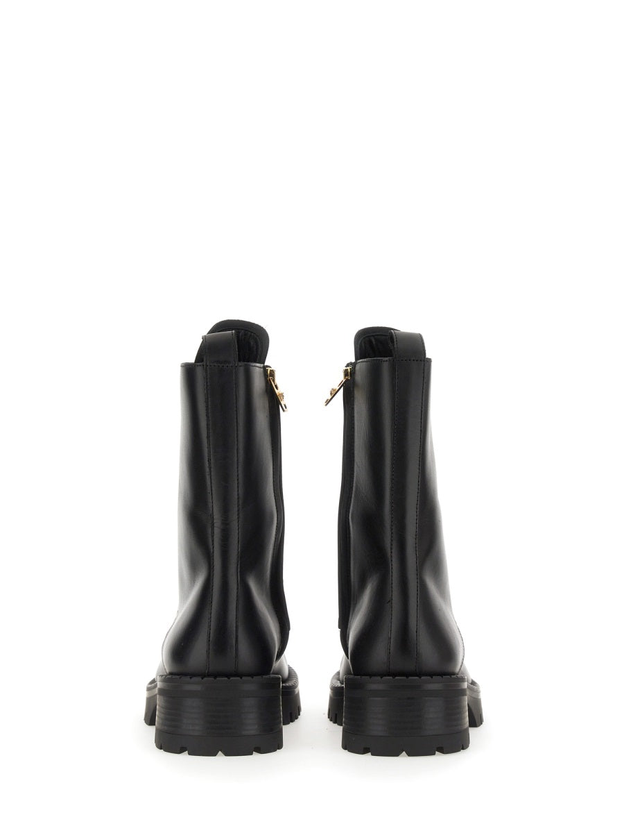 VERSACE Lace-Up Leather Ankle Boots for Women