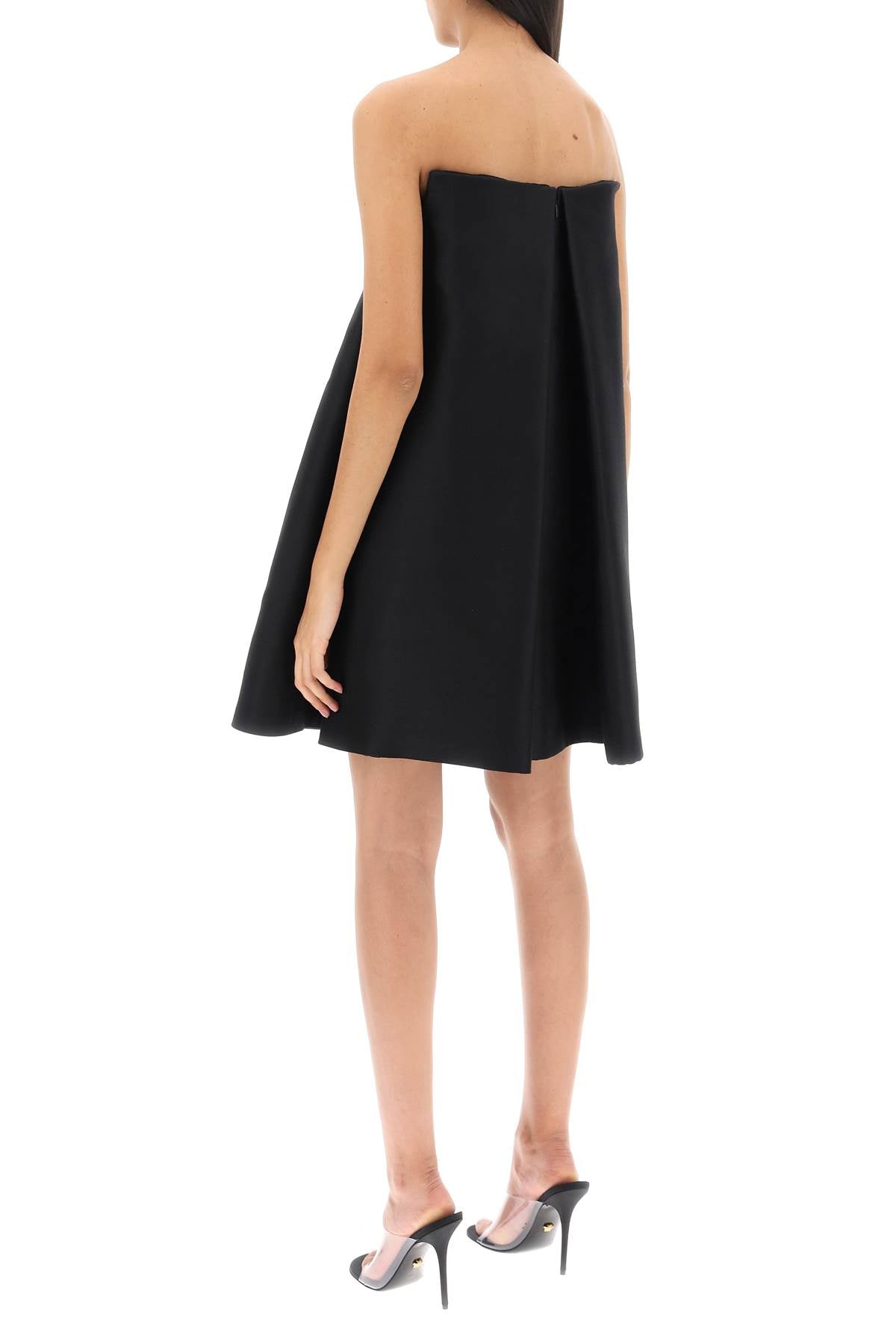 VERSACE Sleeveless Pleated Mini Dress with Front Metal Logo