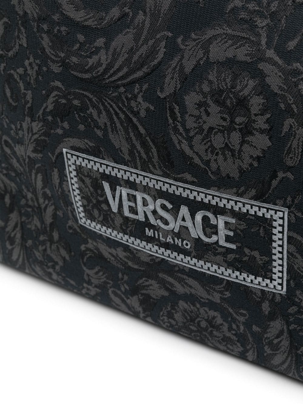 VERSACE Embroidered Fabric Big Athena Shopping Handbag