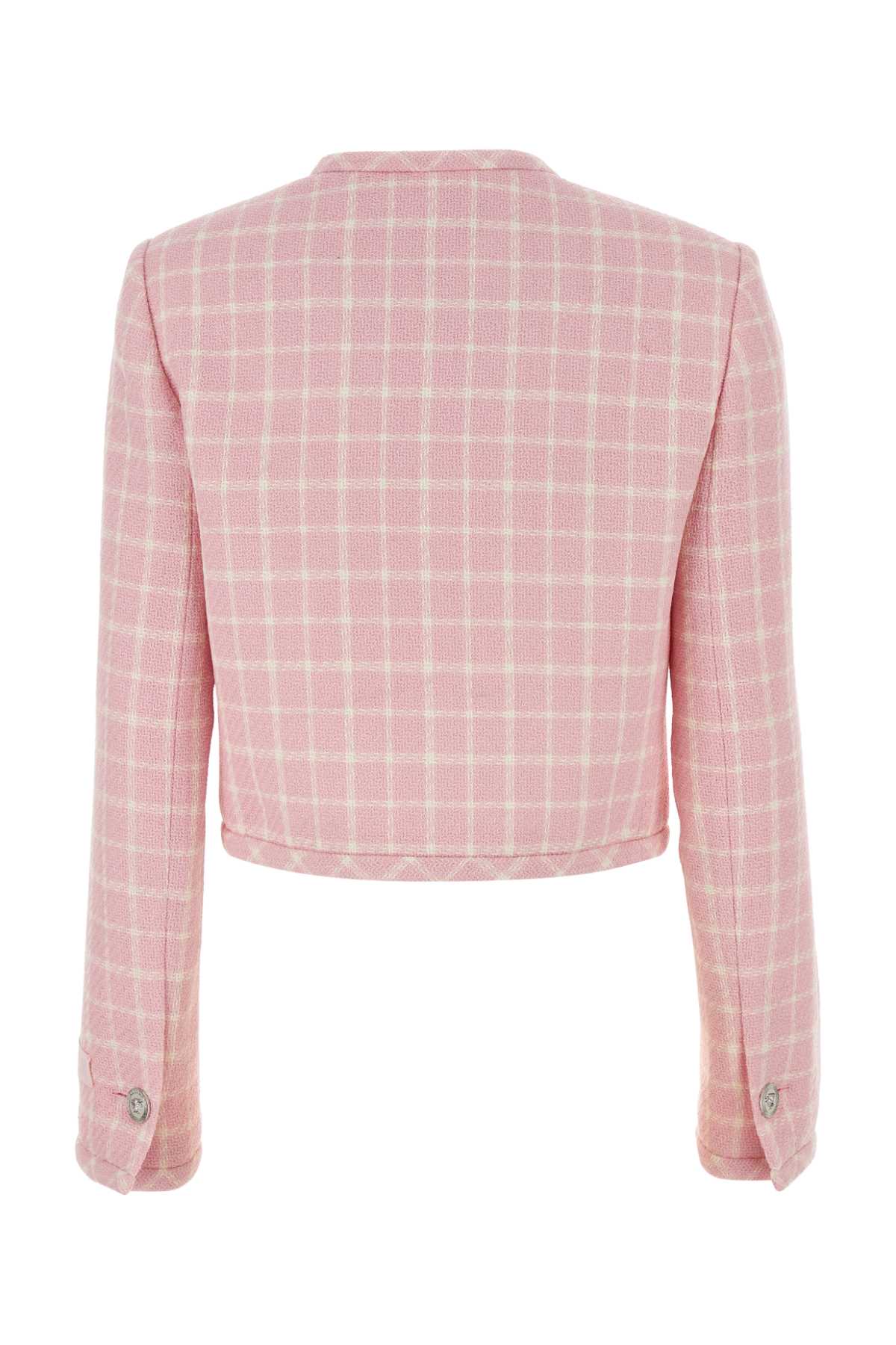 VERSACE Checked Embroidered Tweed Blazer - Large