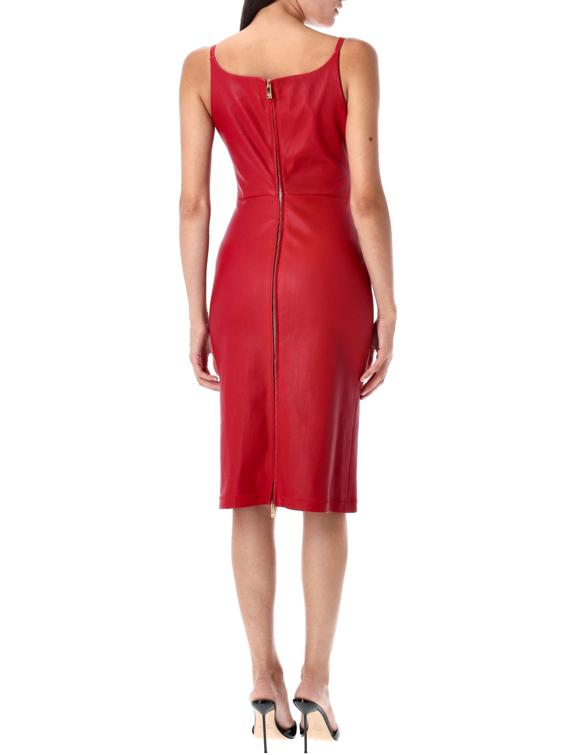 VERSACE Corset Leather Midi Dress