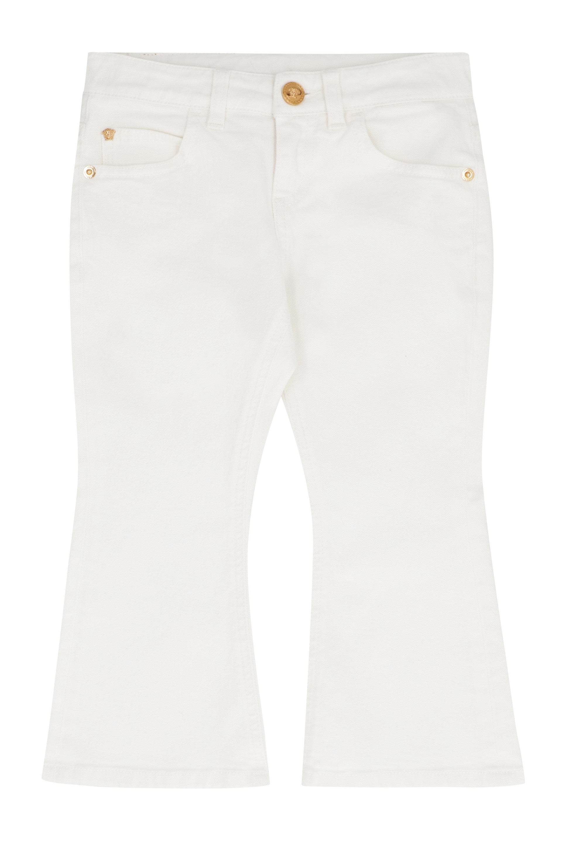YOUNG VERSACE Cotton Flared Jeans for Girls
