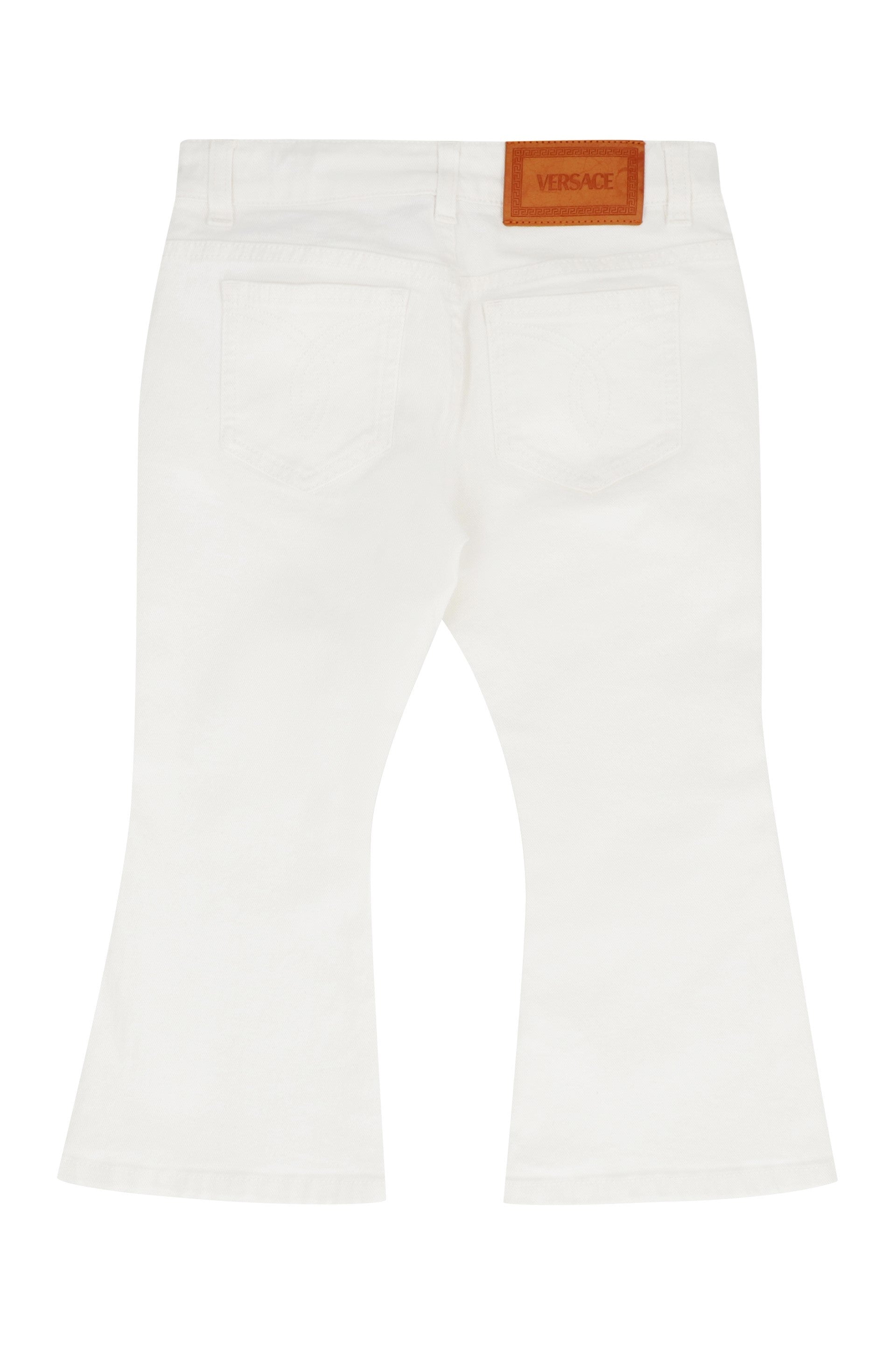 YOUNG VERSACE Cotton Flared Jeans for Girls