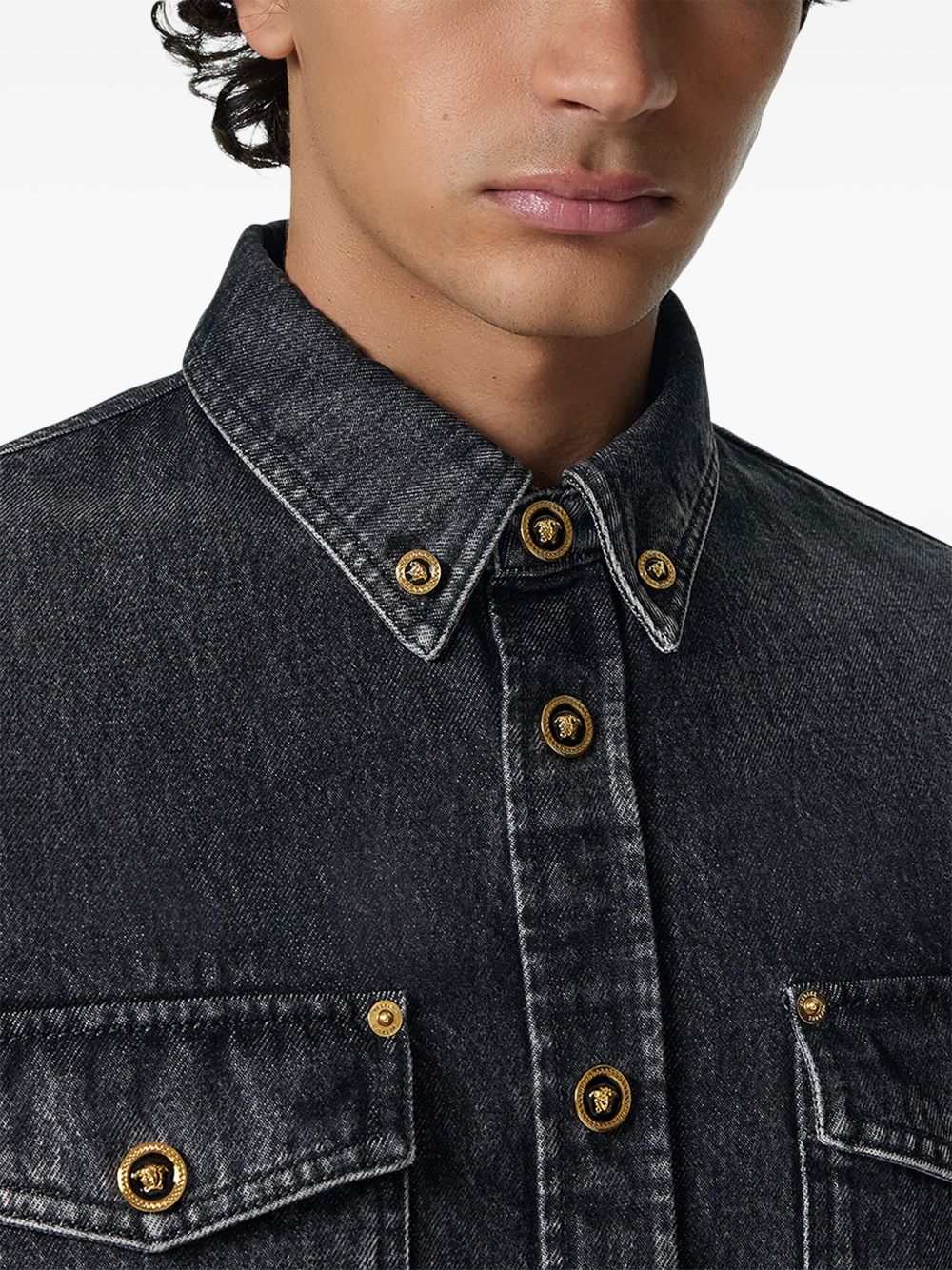 VERSACE Signature Denim Cotton Shirt for Men - SS25
