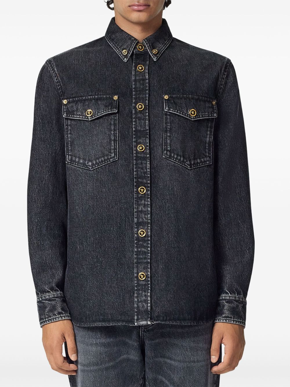 VERSACE Signature Denim Cotton Shirt for Men - SS25