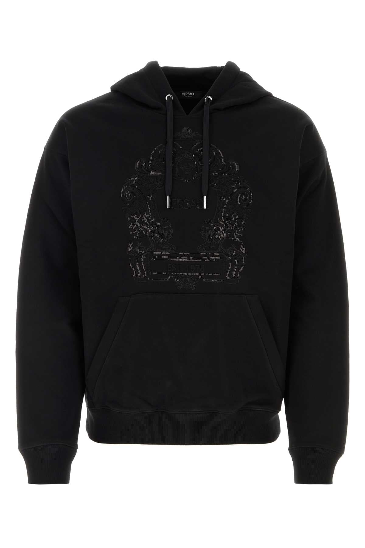 VERSACE Classic Black Cotton Sweatshirt for Men - SS24