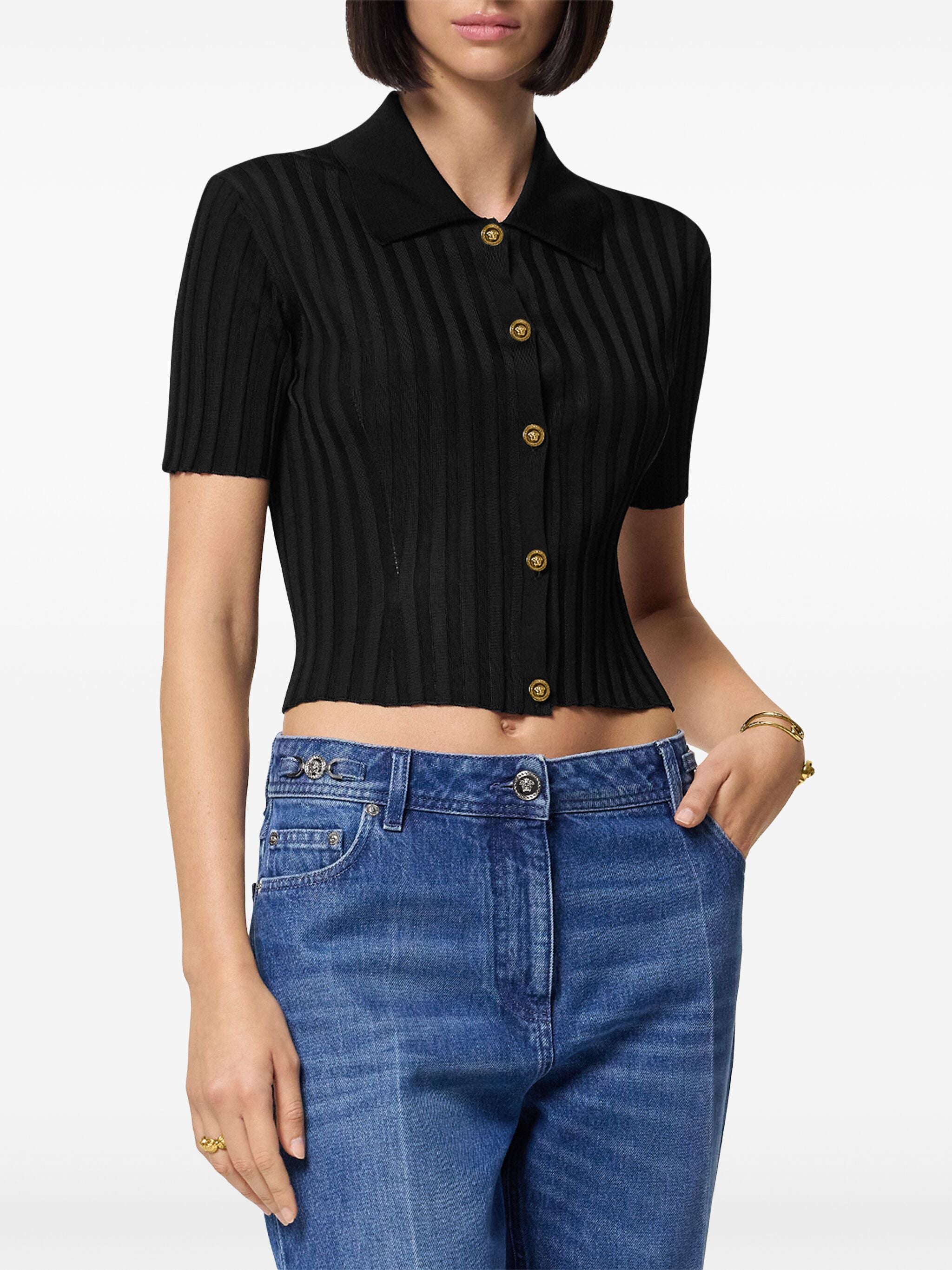 VERSACE Ribbed Knit Shirt - Size 40
