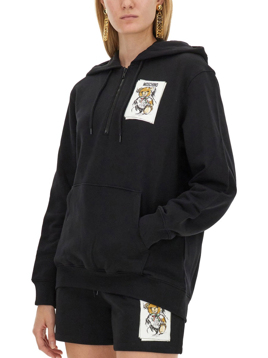 MOSCHINO Logo Print Hooded Sweatshirt for Women