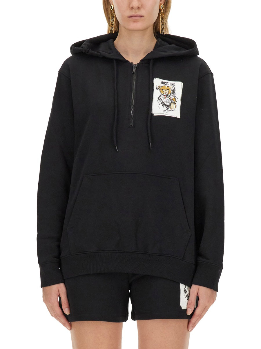 MOSCHINO Logo Print Hooded Sweatshirt for Women