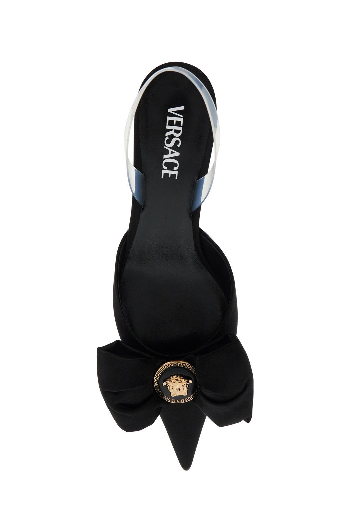 VERSACE Satin Slingback Pumps with Decorative Bow