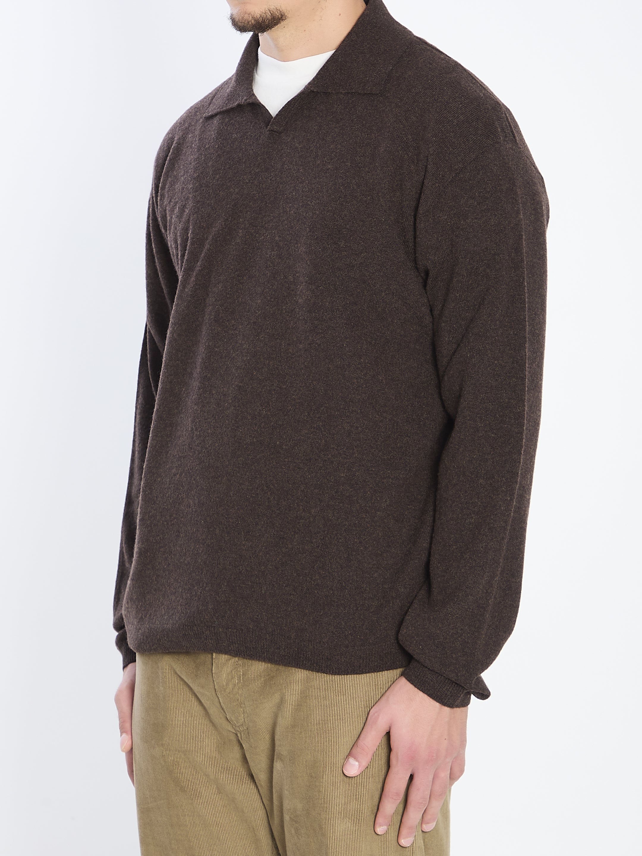 THE ROW Men's Cashmere Polo with Buttonless Placket - Regular Fit