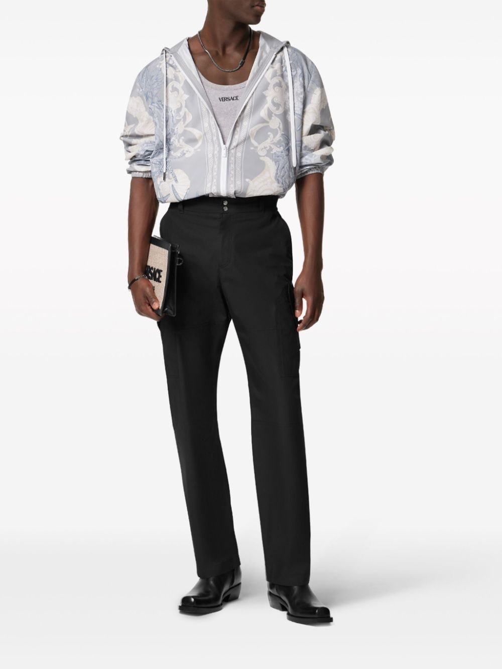 VERSACE Tailored Cotton Trousers for Men - Mid Rise