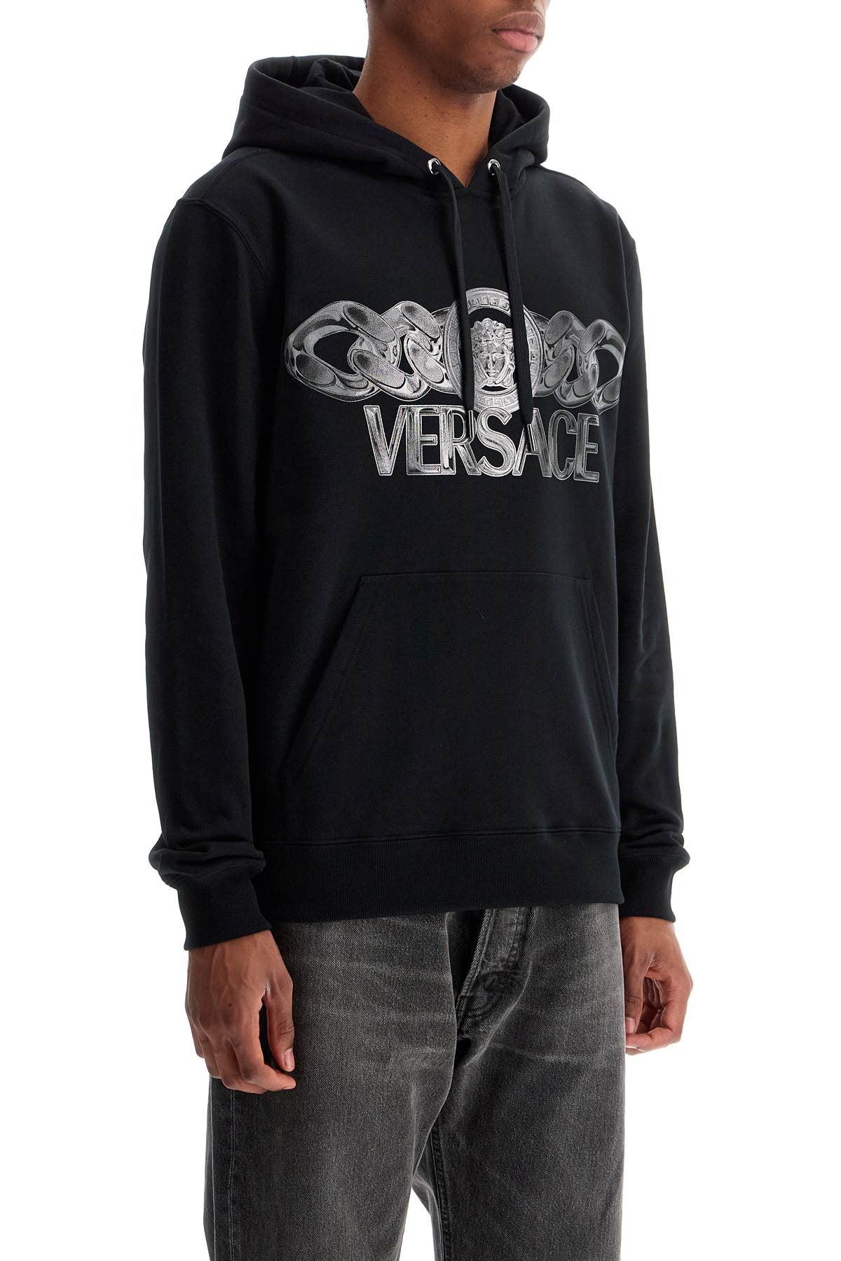 VERSACE Men's Cotton Sweatshirt with Medusa Graphic