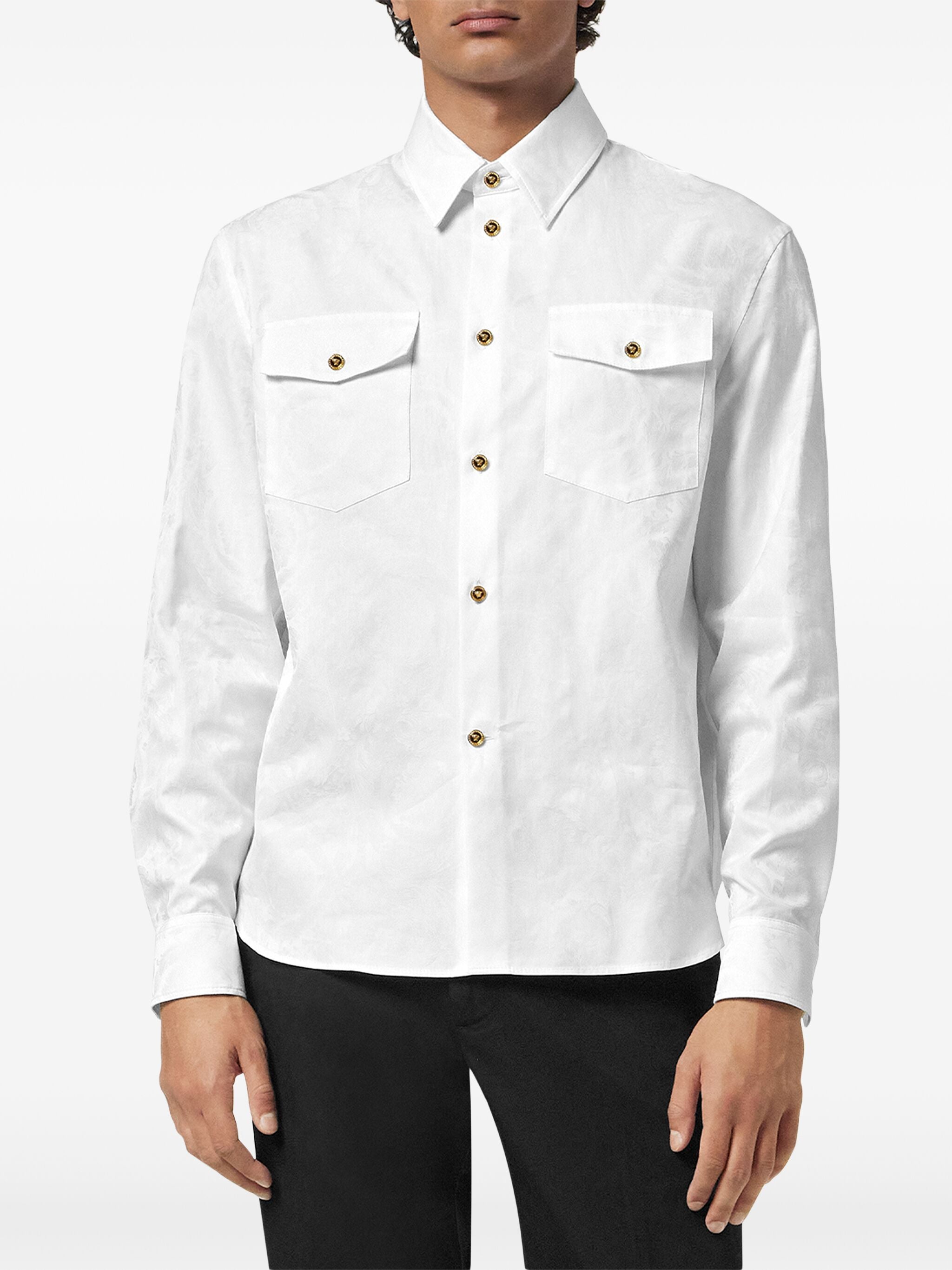 VERSACE Baroque Jacquard Long Sleeve Shirt - Size 48