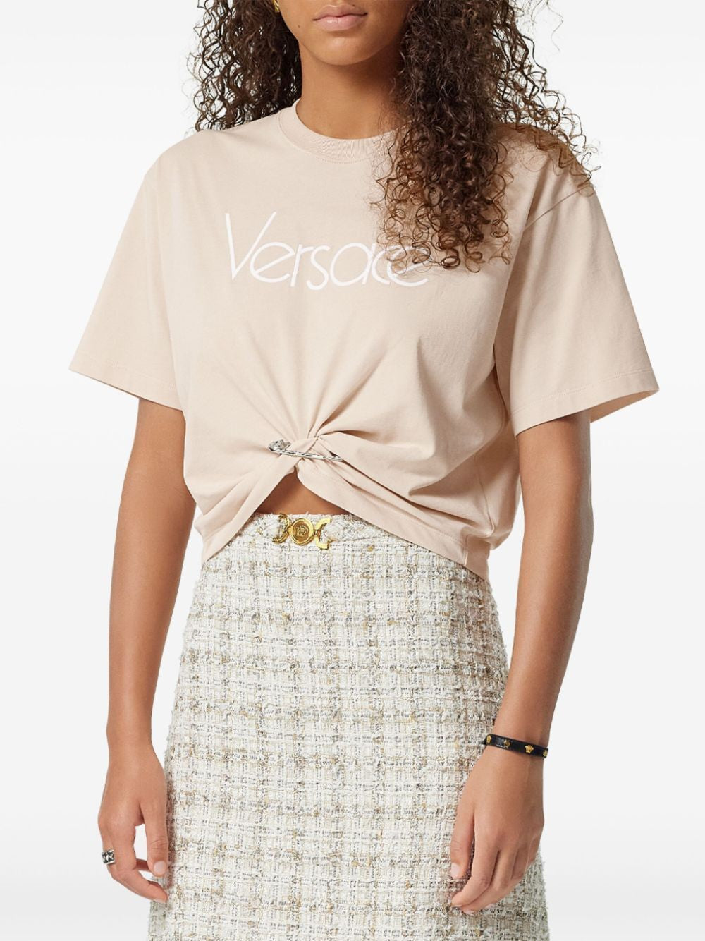 VERSACE Mini Safety Pin Cropped T-Shirt