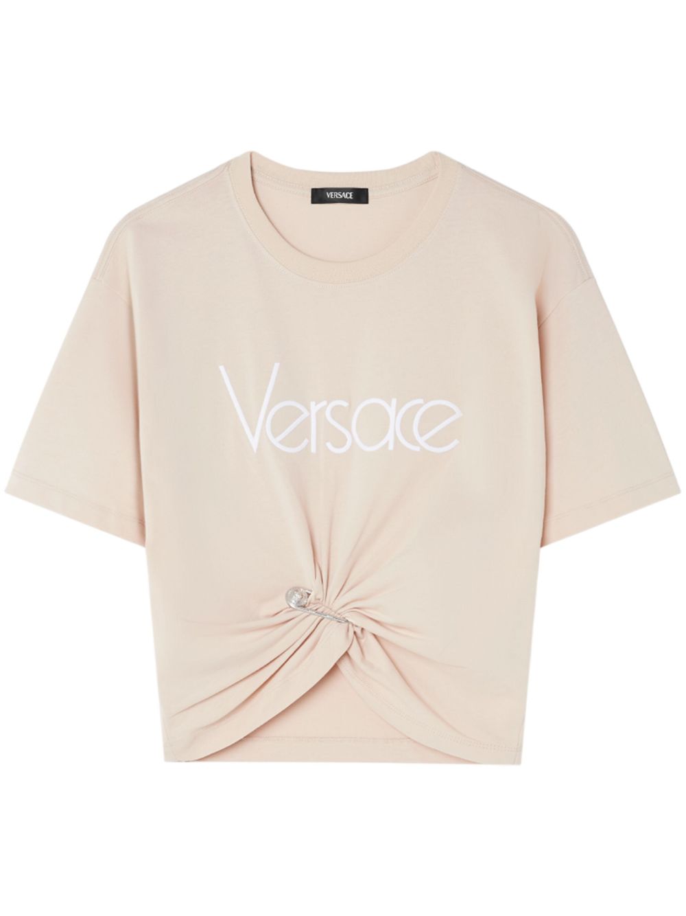 VERSACE Logo Cotton T-Shirt with Twist Detail - SS25