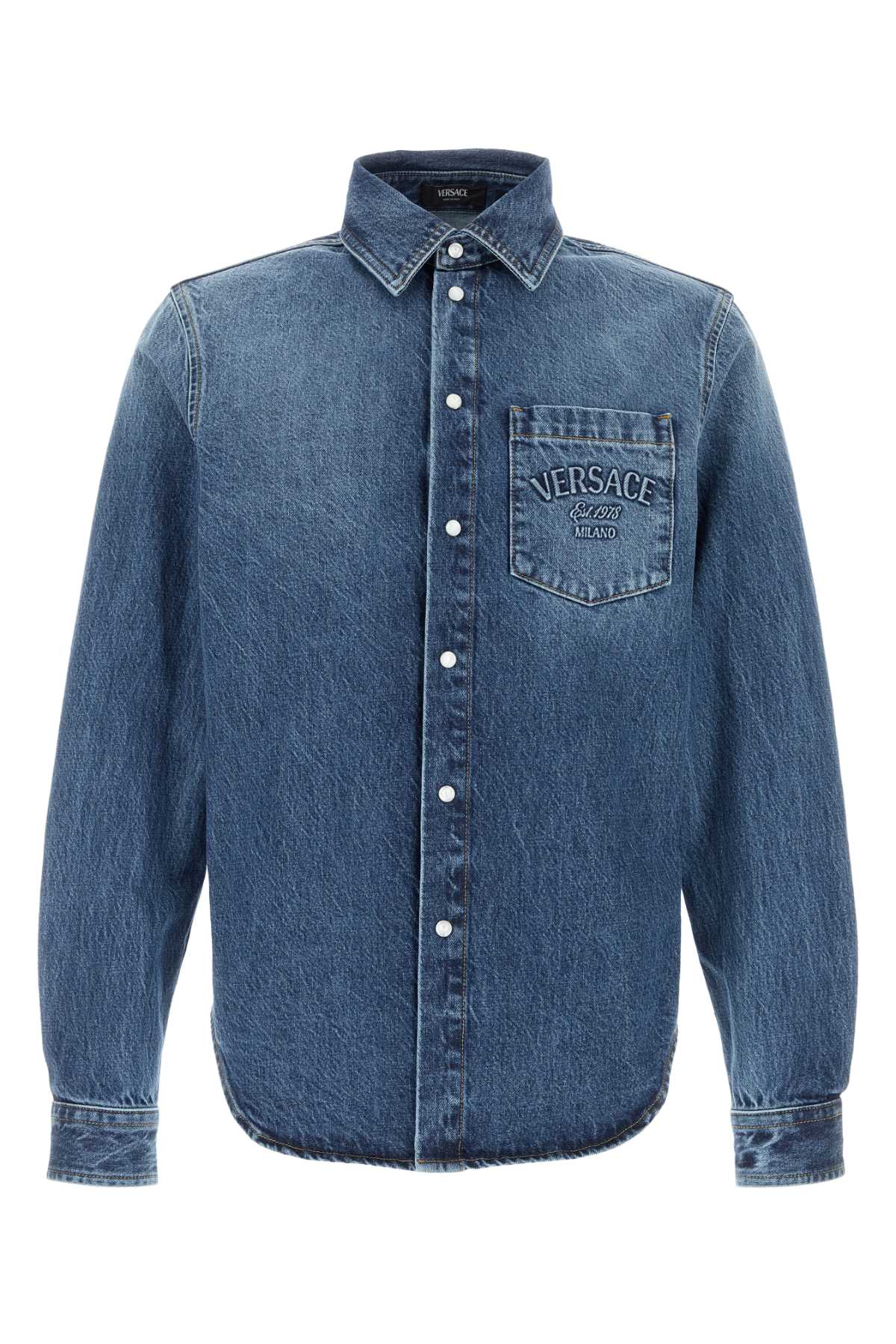VERSACE Men's Stone Wash Denim Shirt