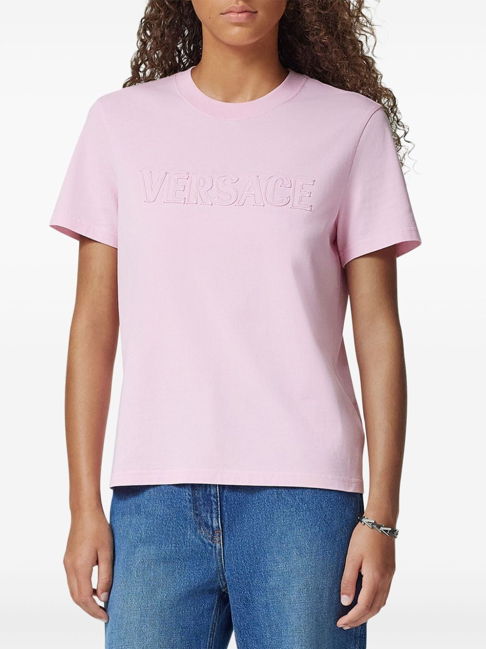 VERSACE Fringed Logo T-Shirt
