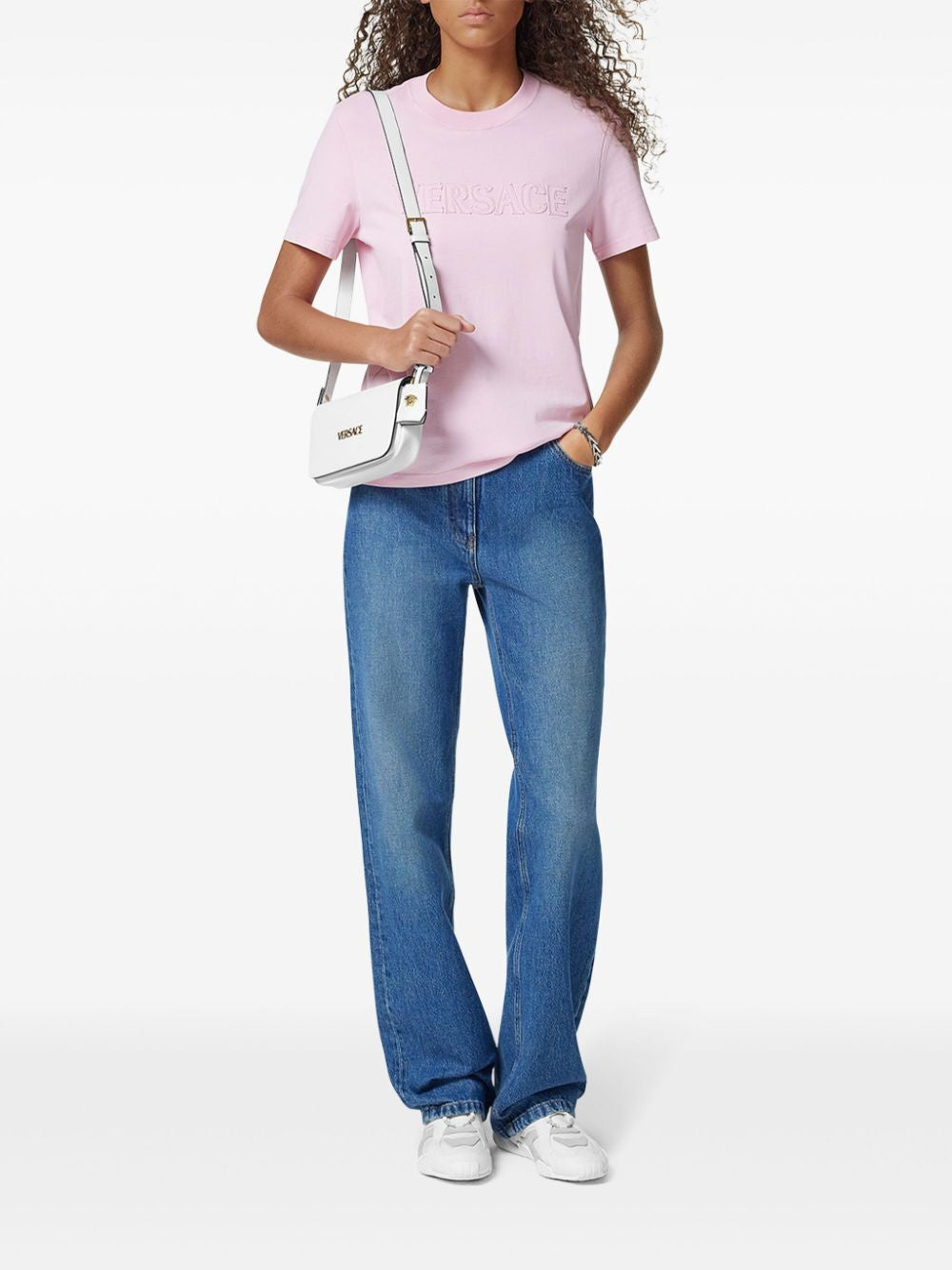 VERSACE Fringed Logo T-Shirt