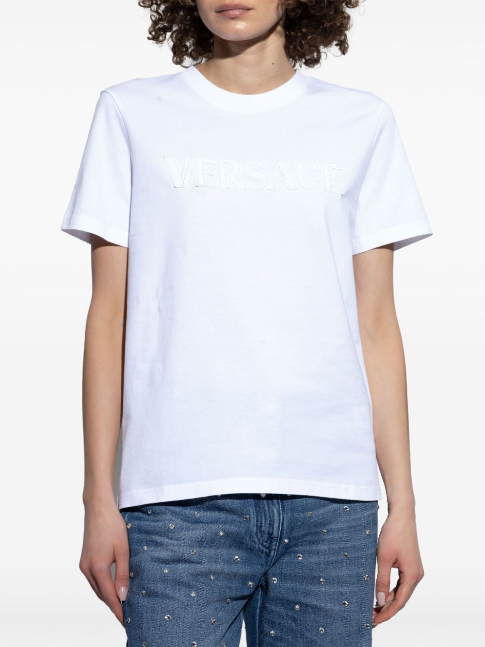 VERSACE Fringed Logo T-Shirt