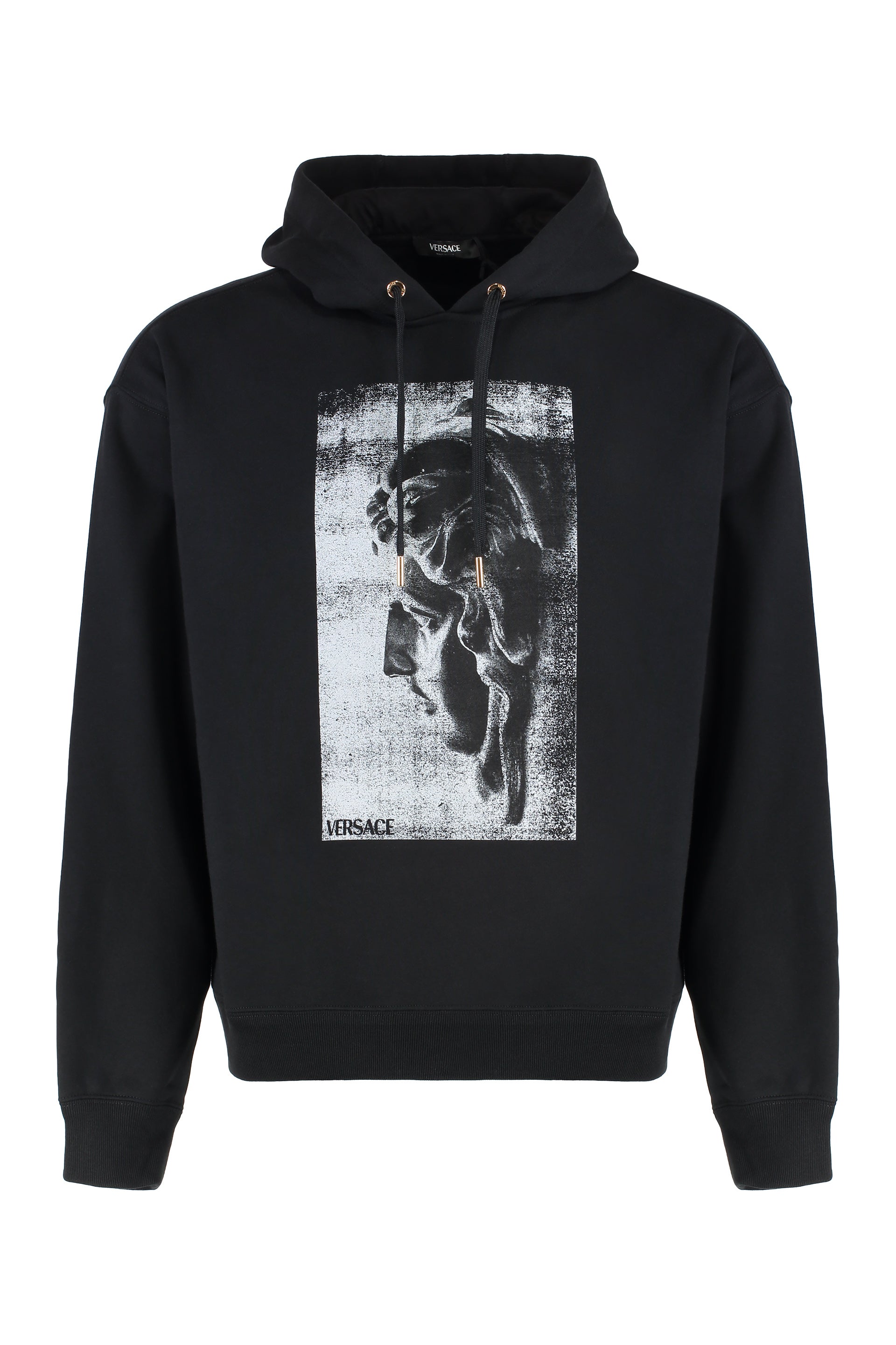 VERSACE Cotton Hoodie with Ribbed Edges - FW25