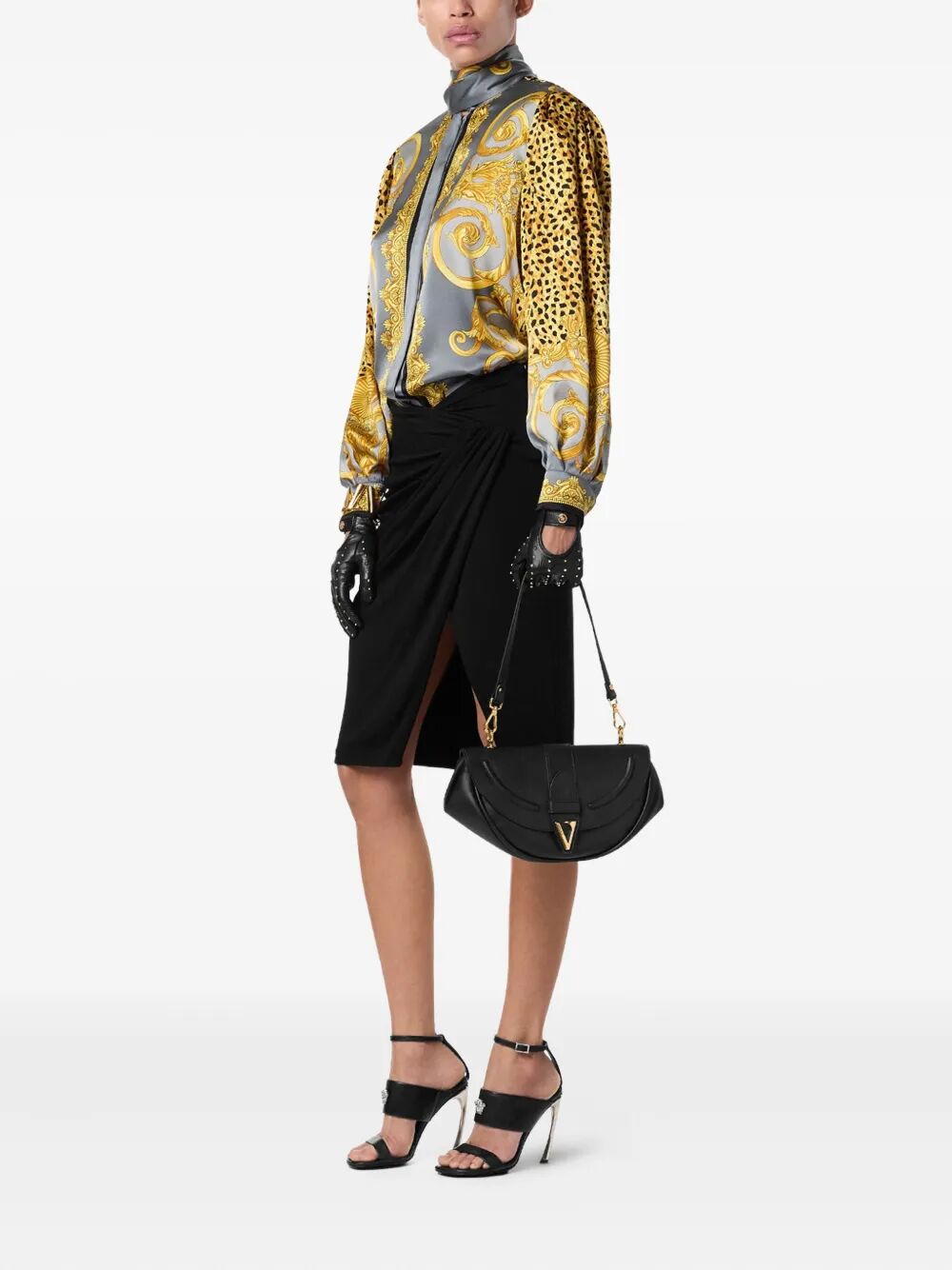 VERSACE Virtus Medium Shoulder Handbag