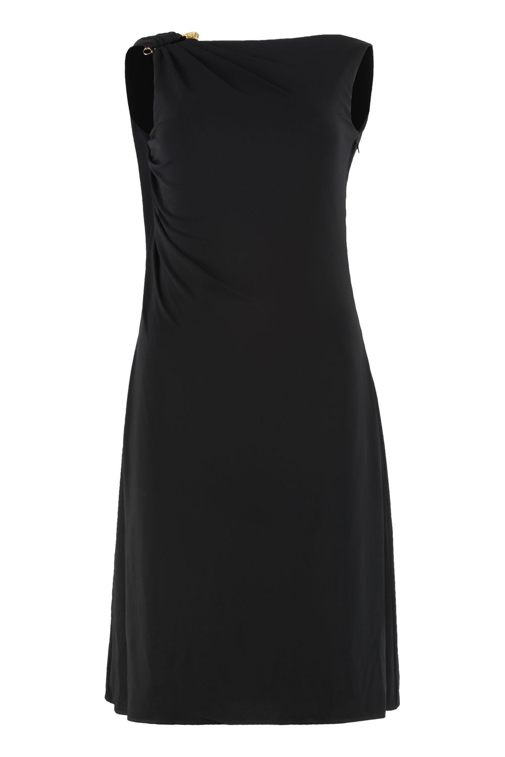 VERSACE Gathered Mini Dress with Flared Hem