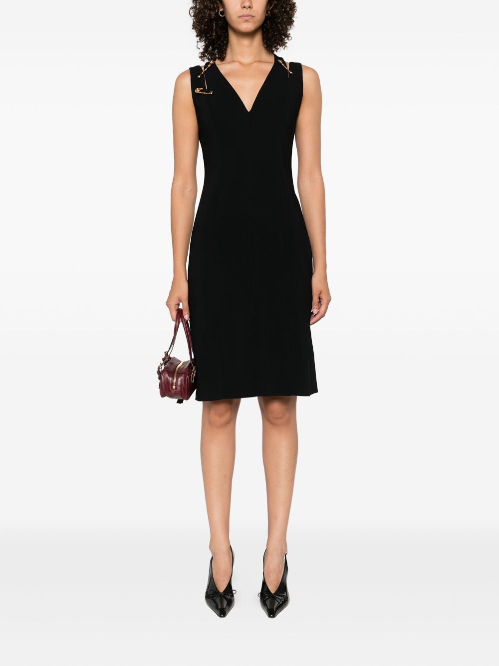 VERSACE Chic Mini Cocktail Dress with Safety-Pin Embellishments